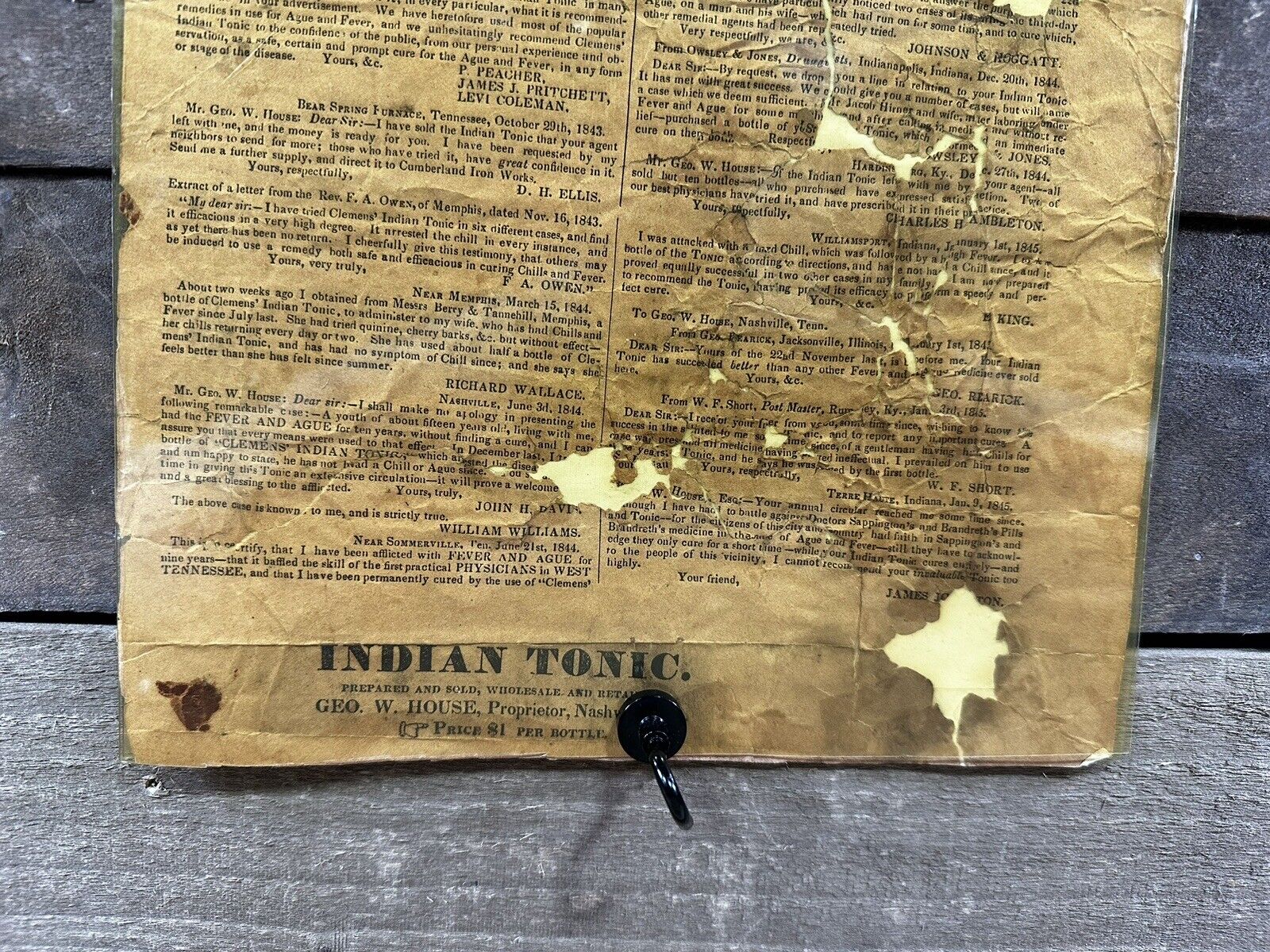Antique Late 1800’s “Clemens Indian Tonic” Newspaper Advertisement  