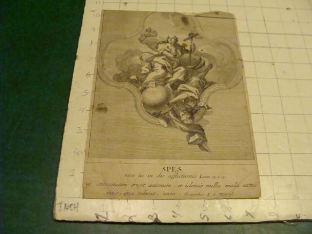 Original Engraving:1700's or 1800's - SPES mea lu in die afflictions SPOTTY 