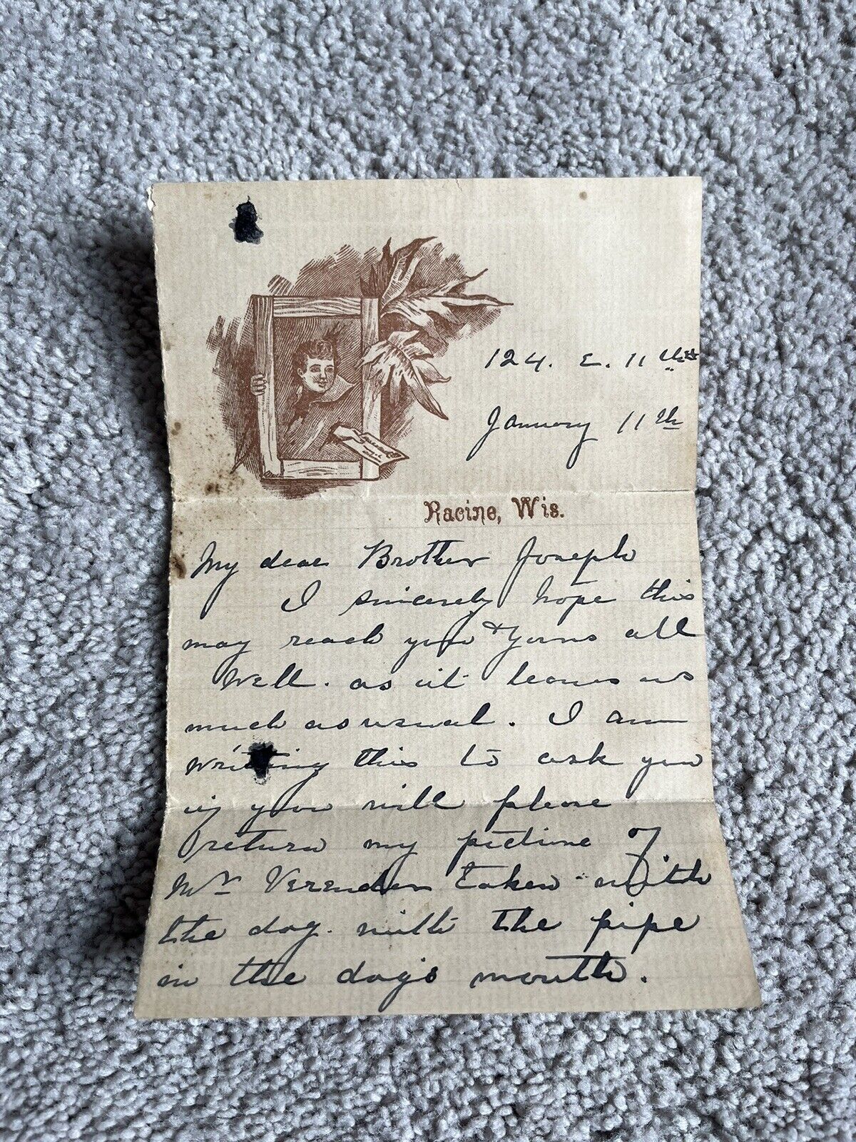 Vintage 1800’s Early Racine Wi Letter Paper Ephemera Wis Wisconsin