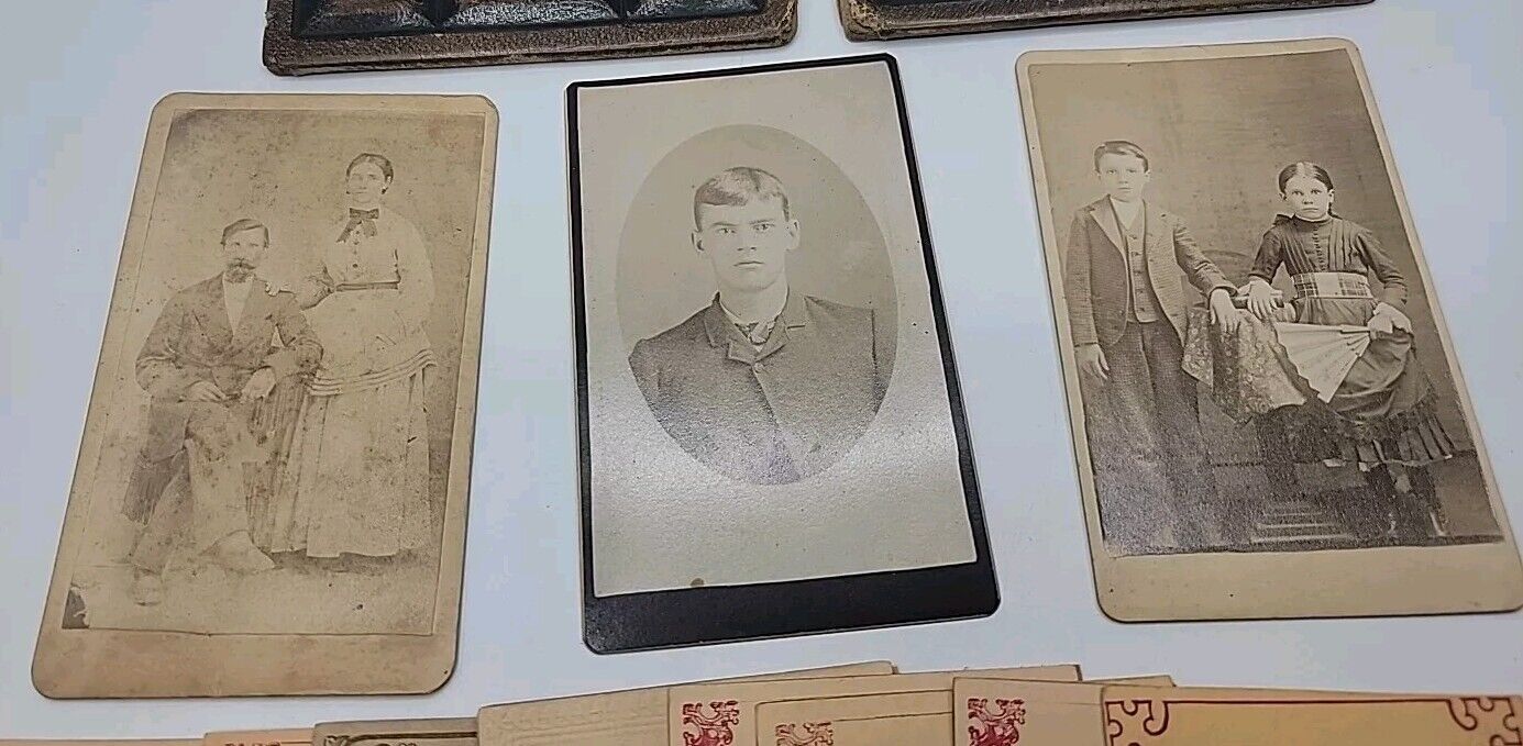 Ephemera Lot Genuine Antique 3 Photos 1800s Album Cover Photo Sleeves