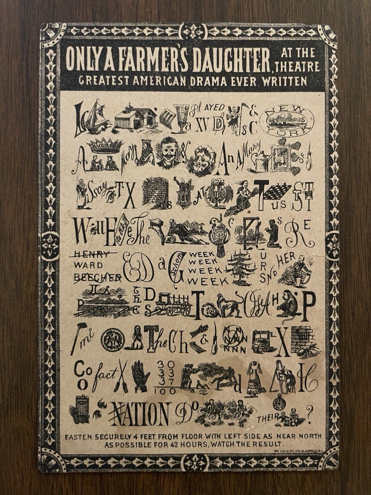 Antique Paper Ephemera Rebus Puzzle Only A Farmers Daughter Advertisement 1800s