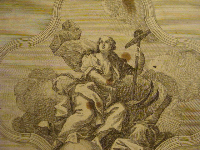 Original Engraving:1700's or 1800's - SPES mea lu in die afflictions SPOTTY 