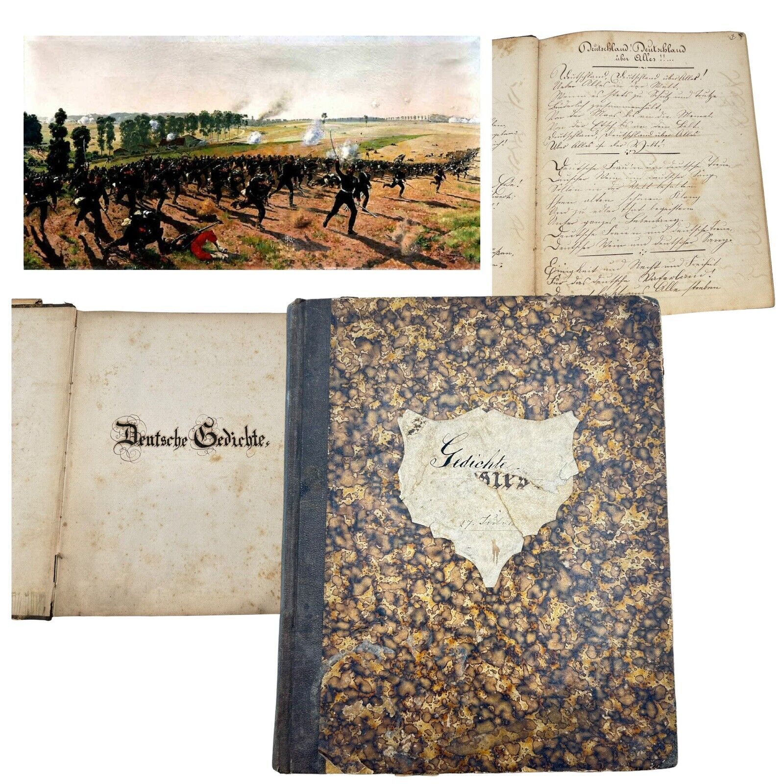 Antique Franco-Prussian War Artifact German Notebook Handwritten By Soldier 1870