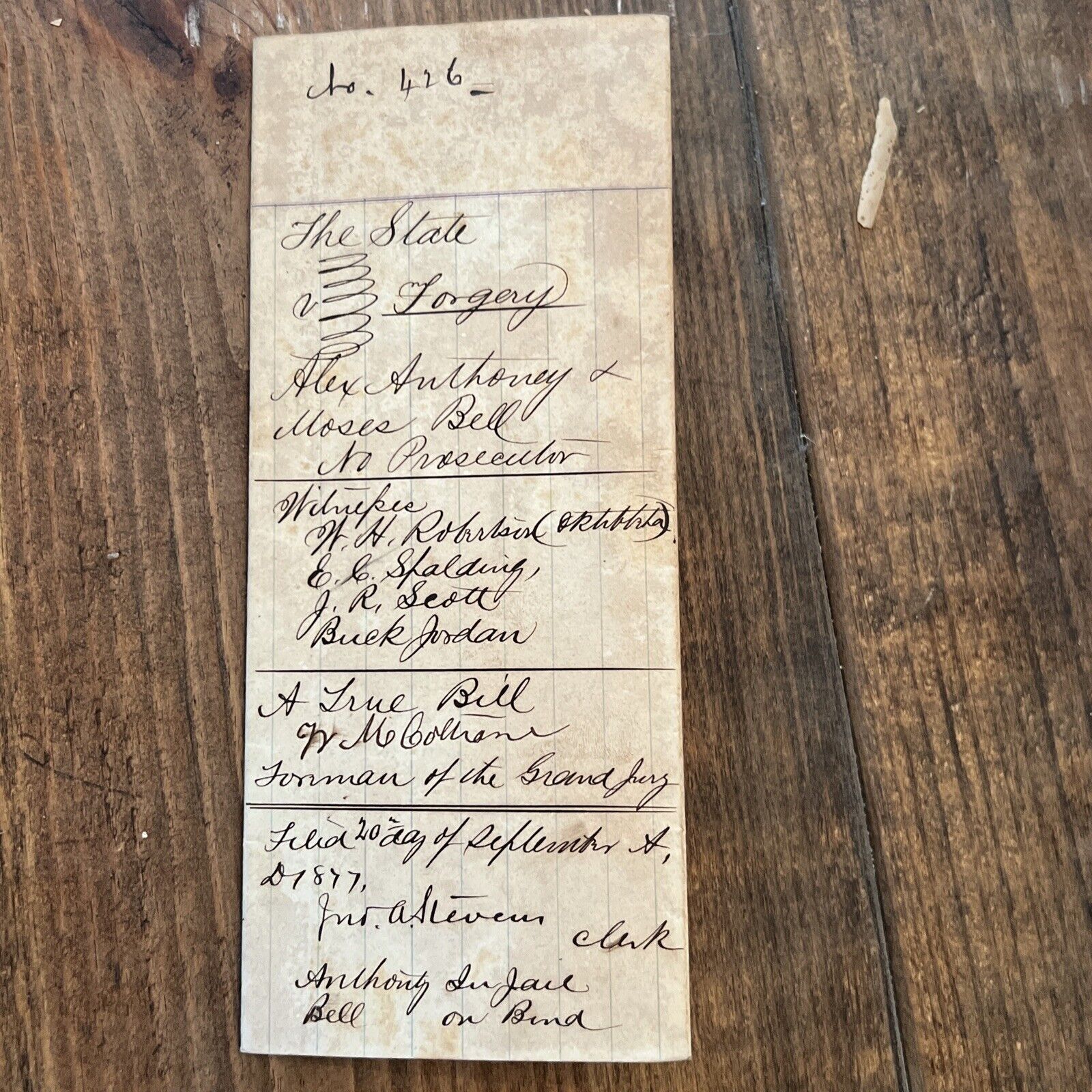 Antique 1800s Ephemera Legal Court Document Indictment For FORGERY Mississippi