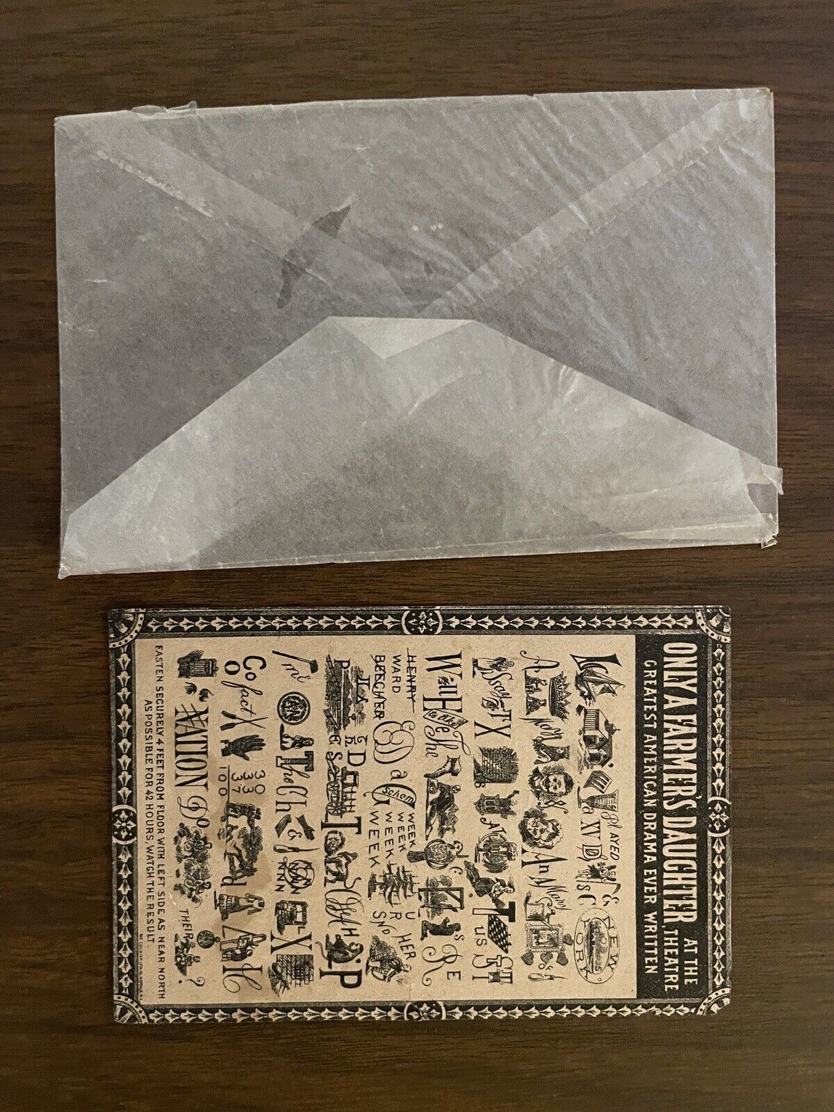 Antique Paper Ephemera Rebus Puzzle Only A Farmers Daughter Advertisement 1800s