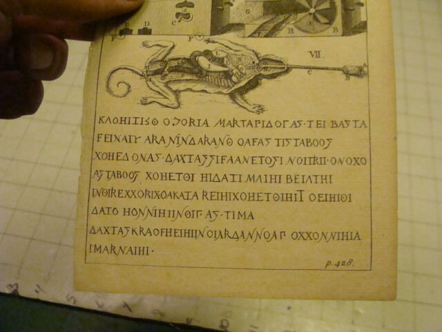 Original Engraving: 1700's or 1800's - in Greek, discected animal, trap ?? 