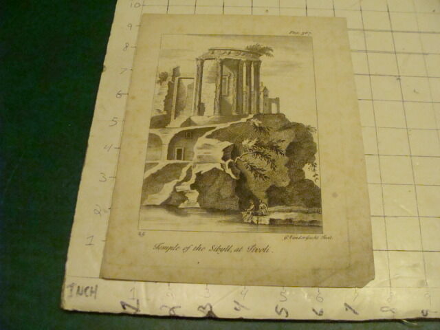 Original Engraving:1700's or 1800's - TEMPLE of teh SIBYLL at TIVOLI 
