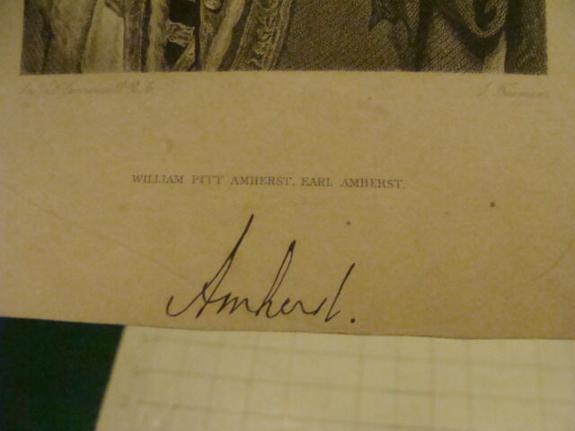 Original Engraving: 1700's or 1800's - WILLIAM PITT AMHERST EARL AMHERST 