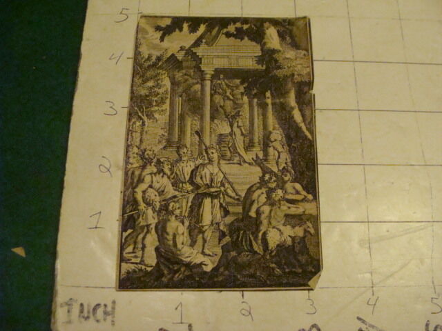 Original Engraving: 1700's or 1800's - old scene, lamb, fire, god, temple ??