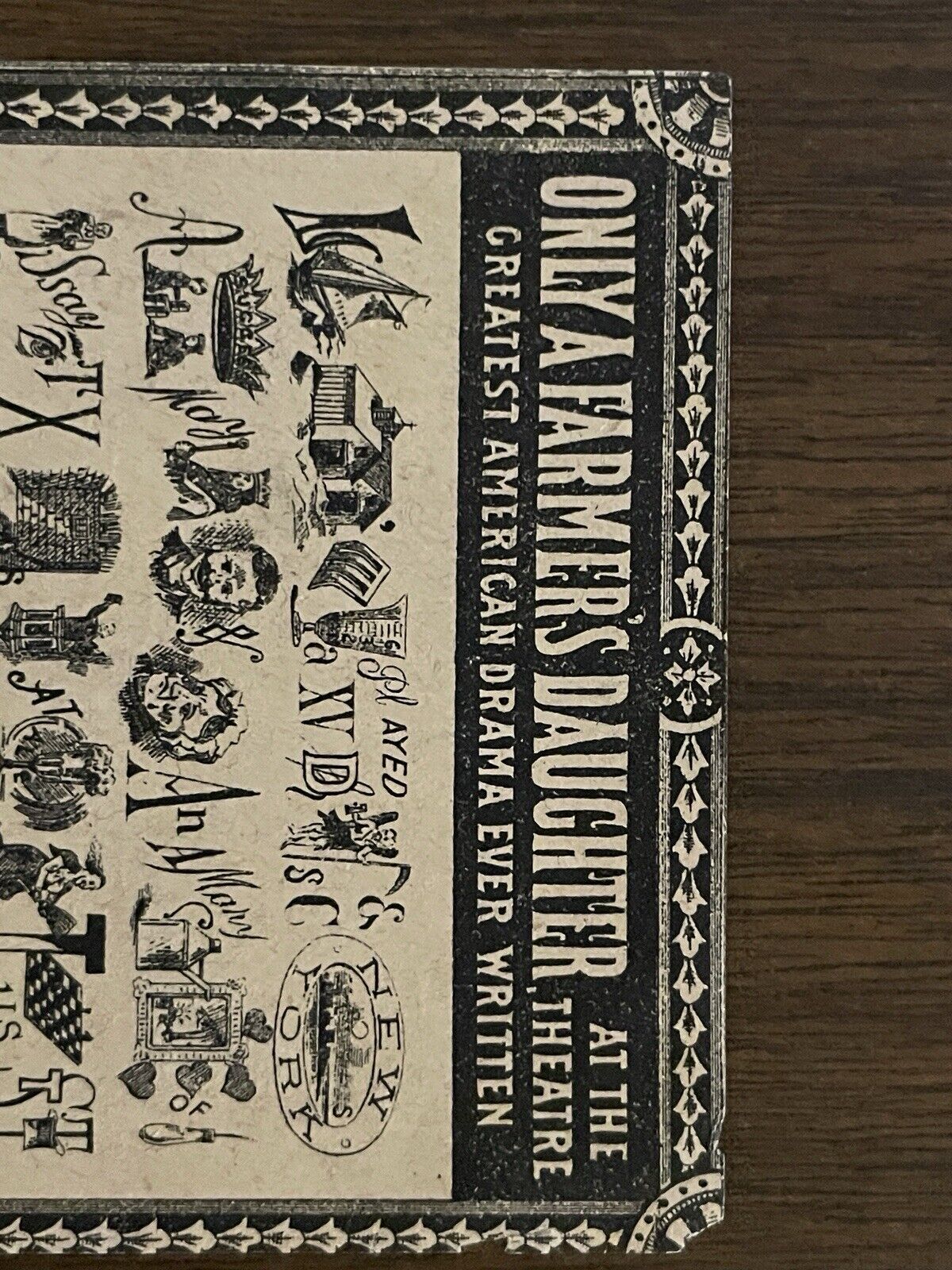 Antique Paper Ephemera Rebus Puzzle Only A Farmers Daughter Advertisement 1800s