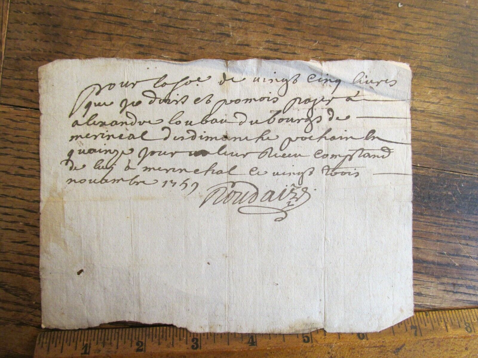 Antique Ephemera Signed French Document France 1700s Date 