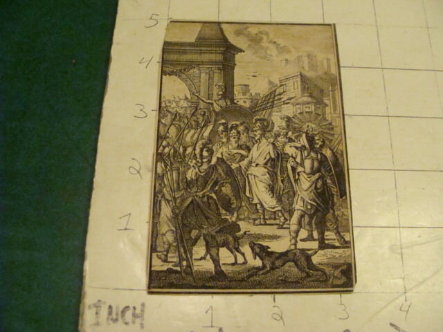 vintage Original Engraving: 1700's or 1800's -- SOLDIERS, dog, etc