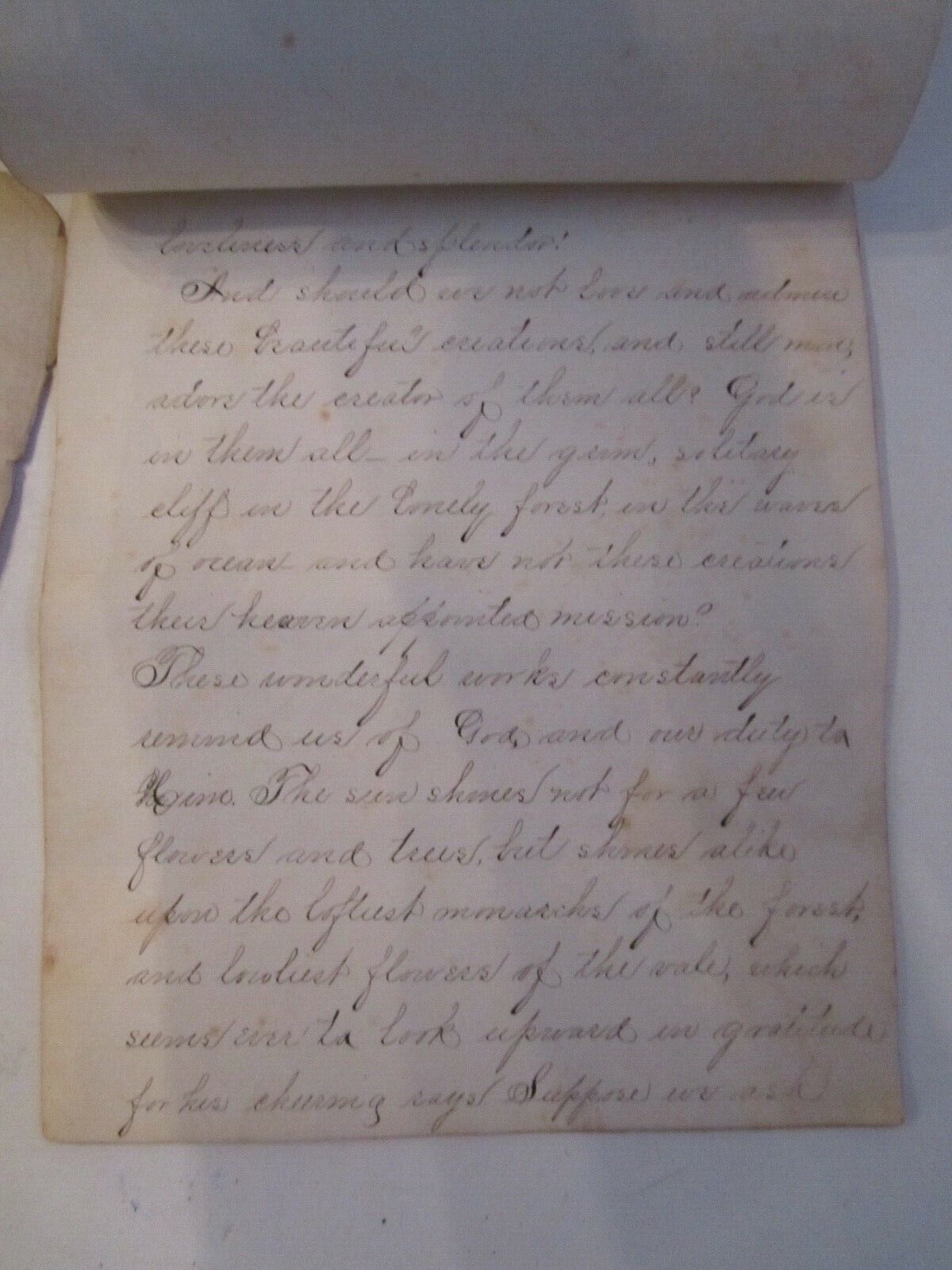 1800'S HAND WRITTEN "COMPOSITION BY LAUREN POPE" - MAGNIFICENT & RARE - BN9