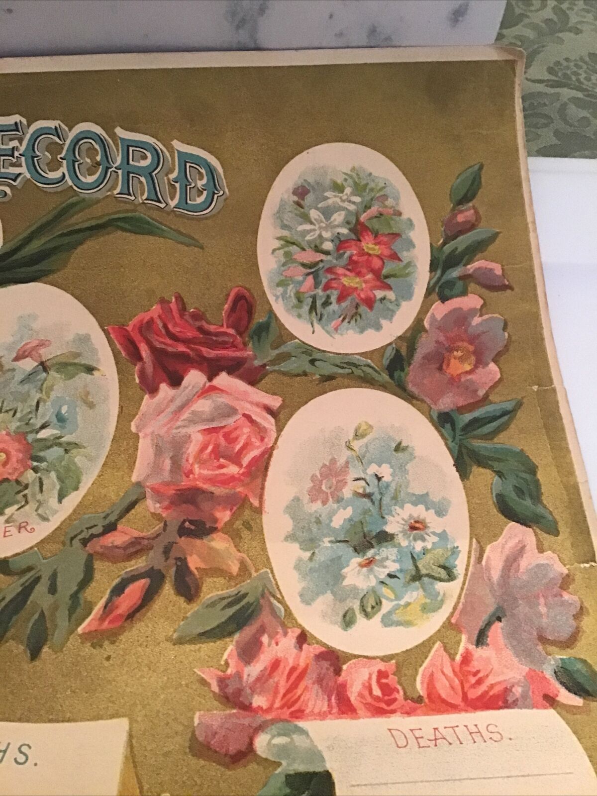 Late 1800’s God Bless Our Family Victorian Chromolithograph Blank Bright Colors