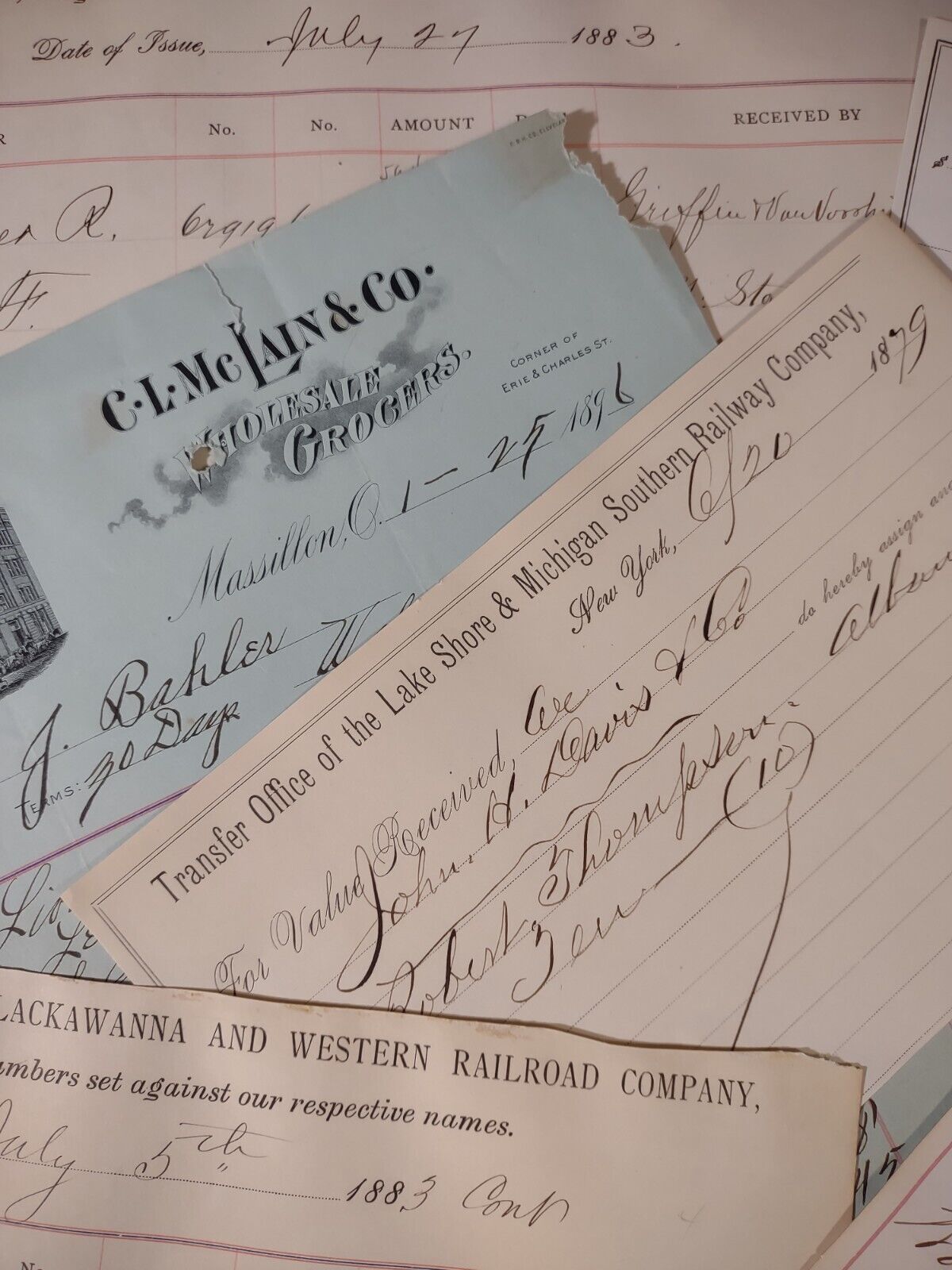 1800's Harvested Handwritten Ledger Sheets w/Extra Ephemera For Junk Journaling 