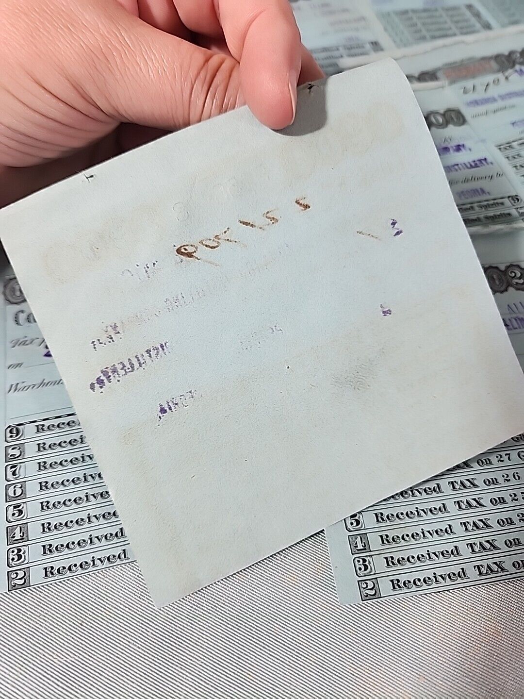 Antique Ephemera 1800s TAX RECEIPT For Purchase Of Distilled Spirits Peoria  Lot