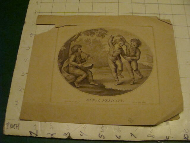 Original Engraving:1700's or 1800's - RURAL FELICITY i. read, pal mall TORN
