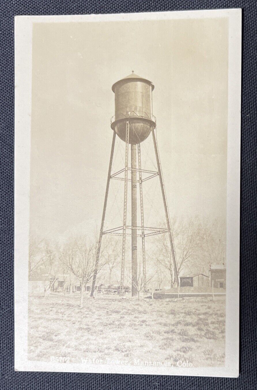 MANZANOLA, COLORADO, Real Photo Post Card, Otero County 1900s Water Tower
