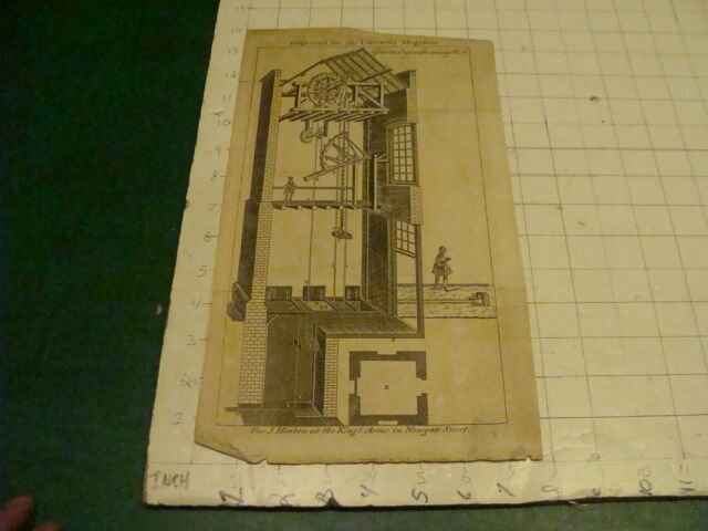 Original Engraving:1700's or 1800's - GERVES'S ENGINE for RAISING WATER 