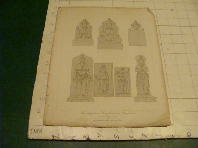 Original Engraving:1700's or 1800's - stone near BRAMBANAN & SINGA SARI 