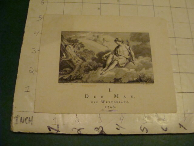 Original Engraving: 1700's or 1800's - der may, EIN WETTGESANG - 1758 - e. henne
