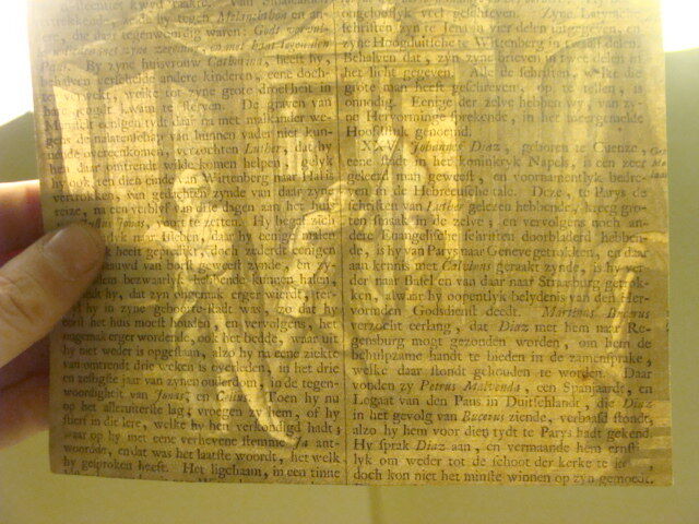 Original Engraving: 1700's or 1800's - MAN w Ax behind man reading, 