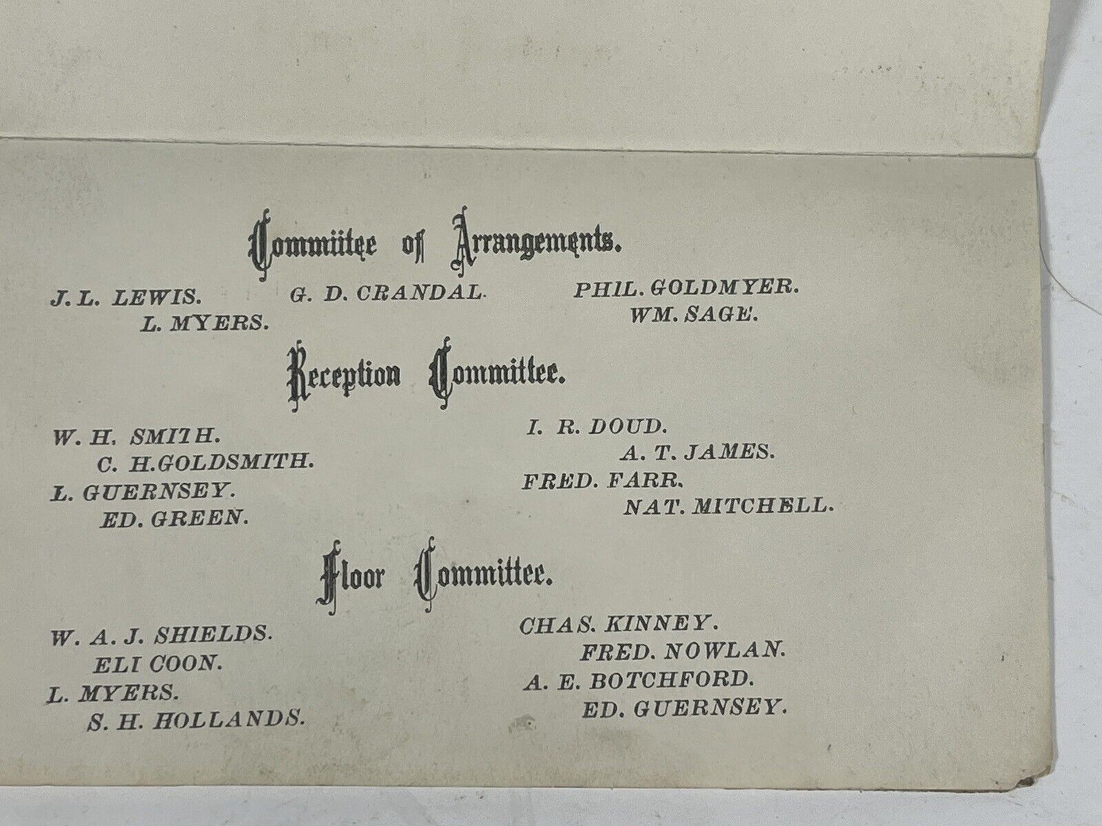 Antique Firefighter 1800s Ephemera Mist Hose Company 1877 Reception Invitation