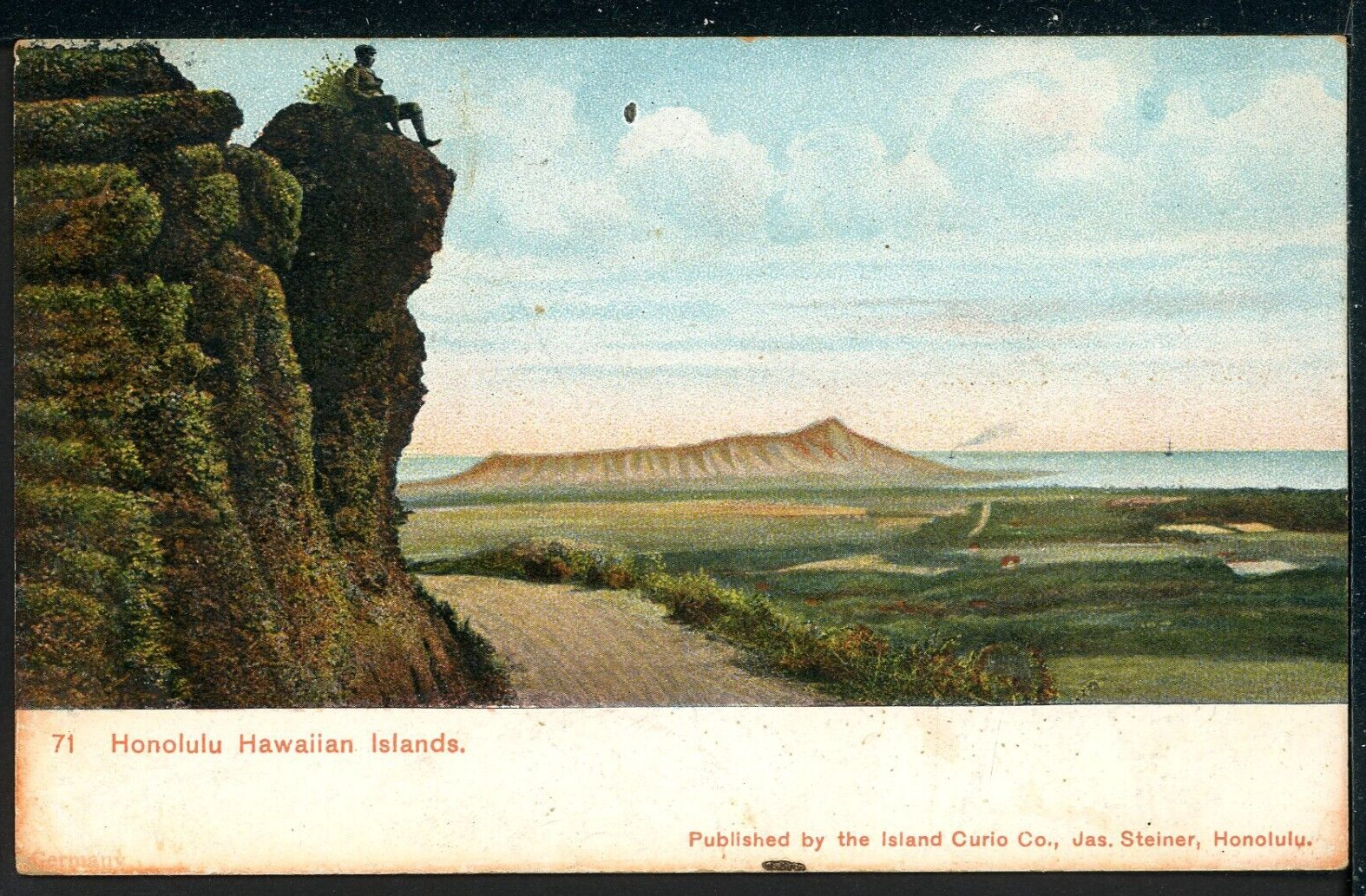 1900s UDB Honolulu, Diamond Head from Punchbowl Hawaii Private Mailing Card