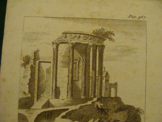 Original Engraving:1700's or 1800's - TEMPLE of teh SIBYLL at TIVOLI 