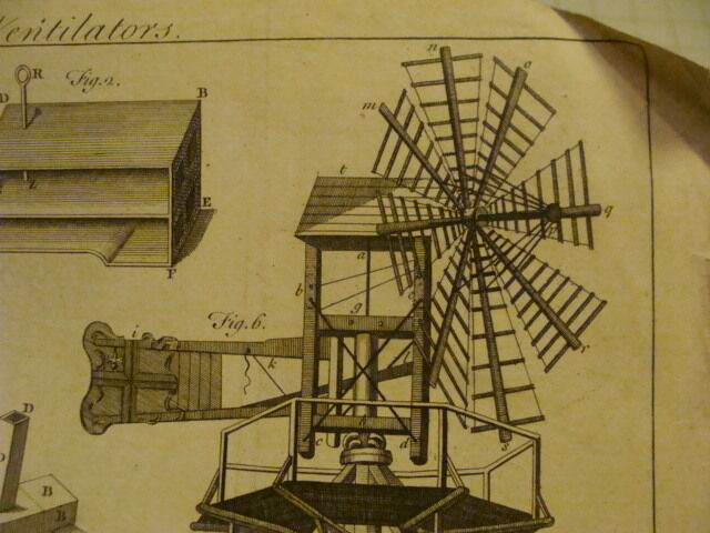 Original Engraving:1700's or 1800's - ventilators UNIVERSAL MAGAZINE early 