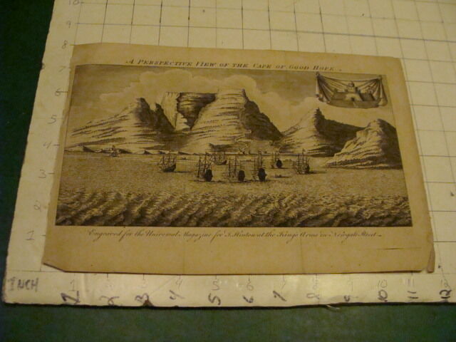 Original Engraving:1700's or 1800's  a Perspective View of the CAPE OF GOOD HOPE