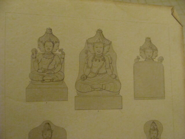 Original Engraving:1700's or 1800's - stone near BRAMBANAN & SINGA SARI 