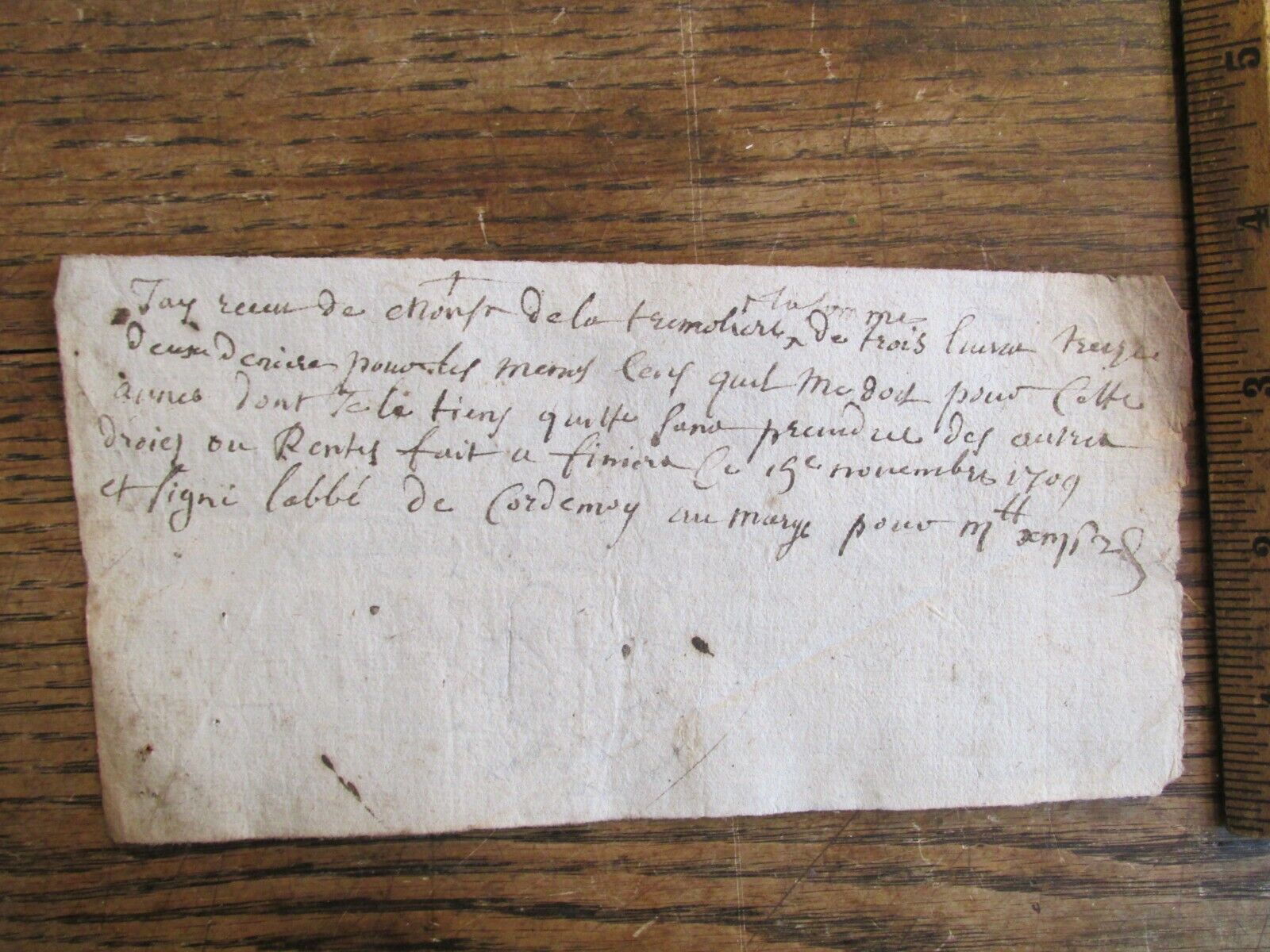 Antique Vintage Ephemera Early 1700s Handwritten Document in French e