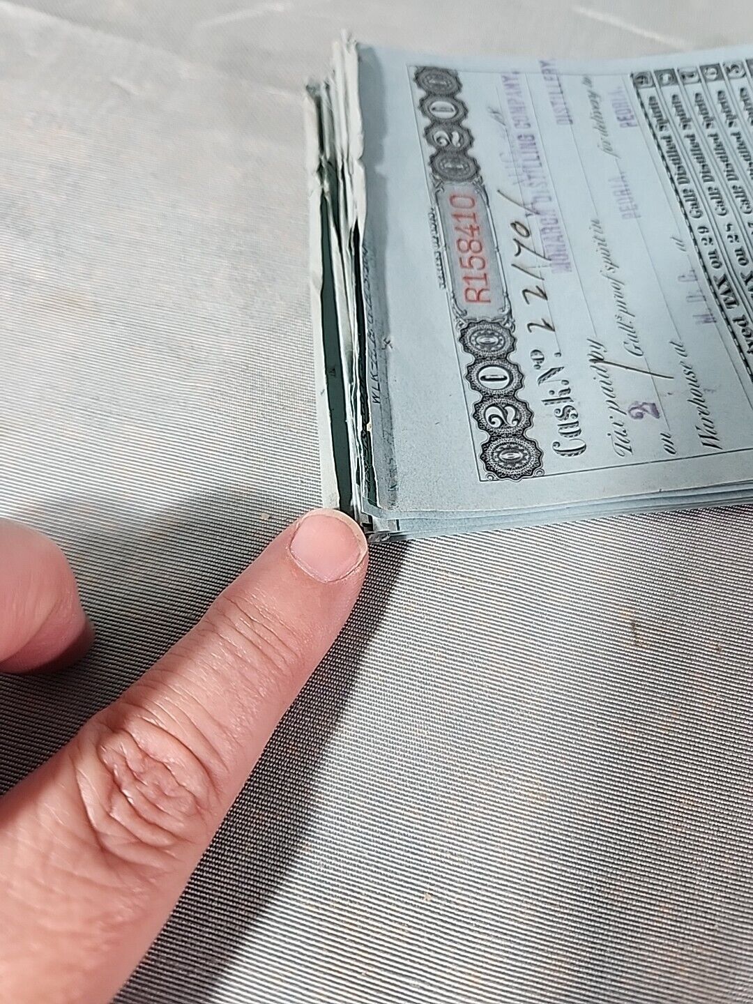 Antique Ephemera 1800s TAX RECEIPT For Purchase Of Distilled Spirits Peoria  Lot