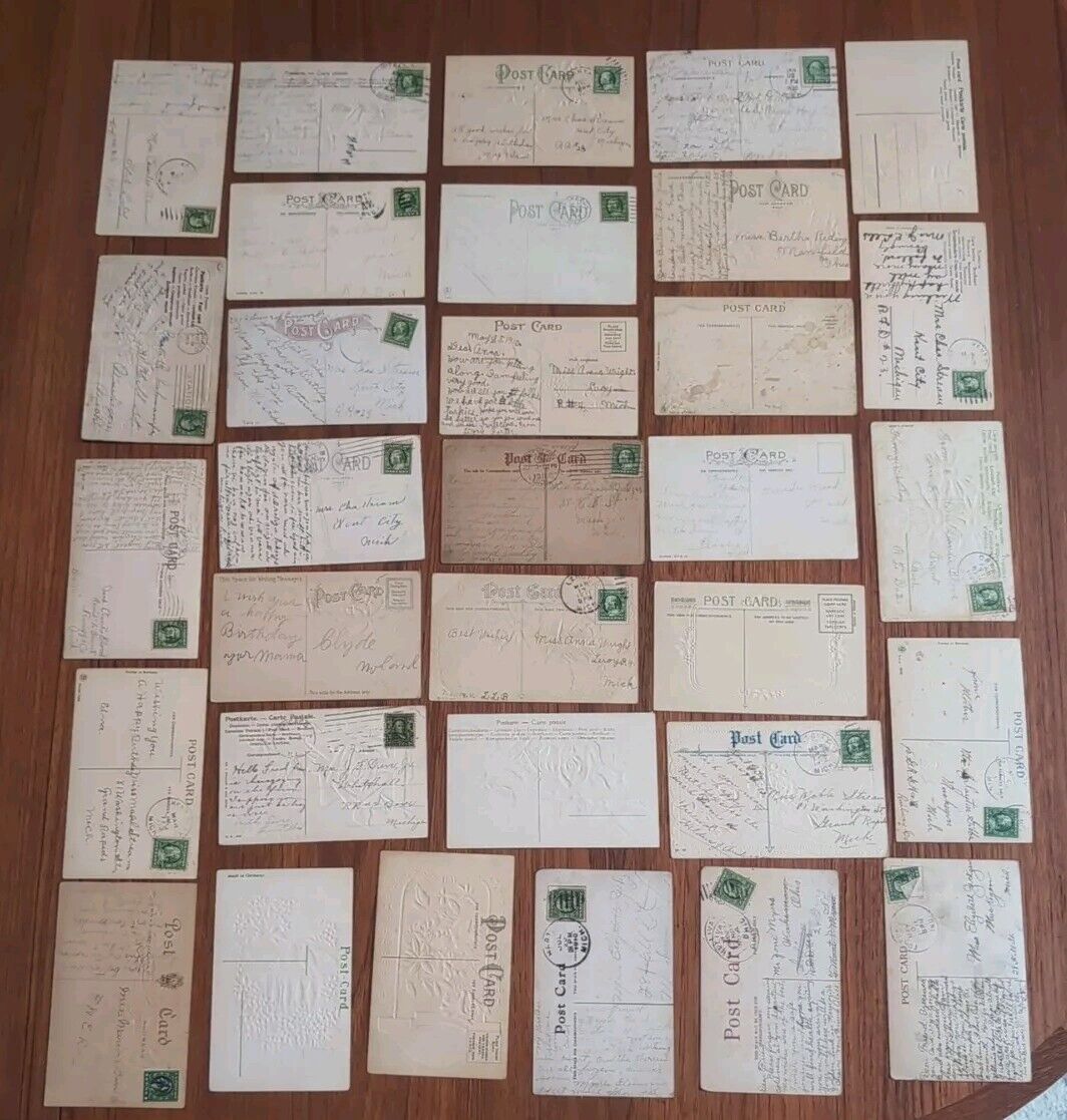 Lot Of 32 Random Vintage Floral Postcards  Some Unposted/ Posted Early 1900's