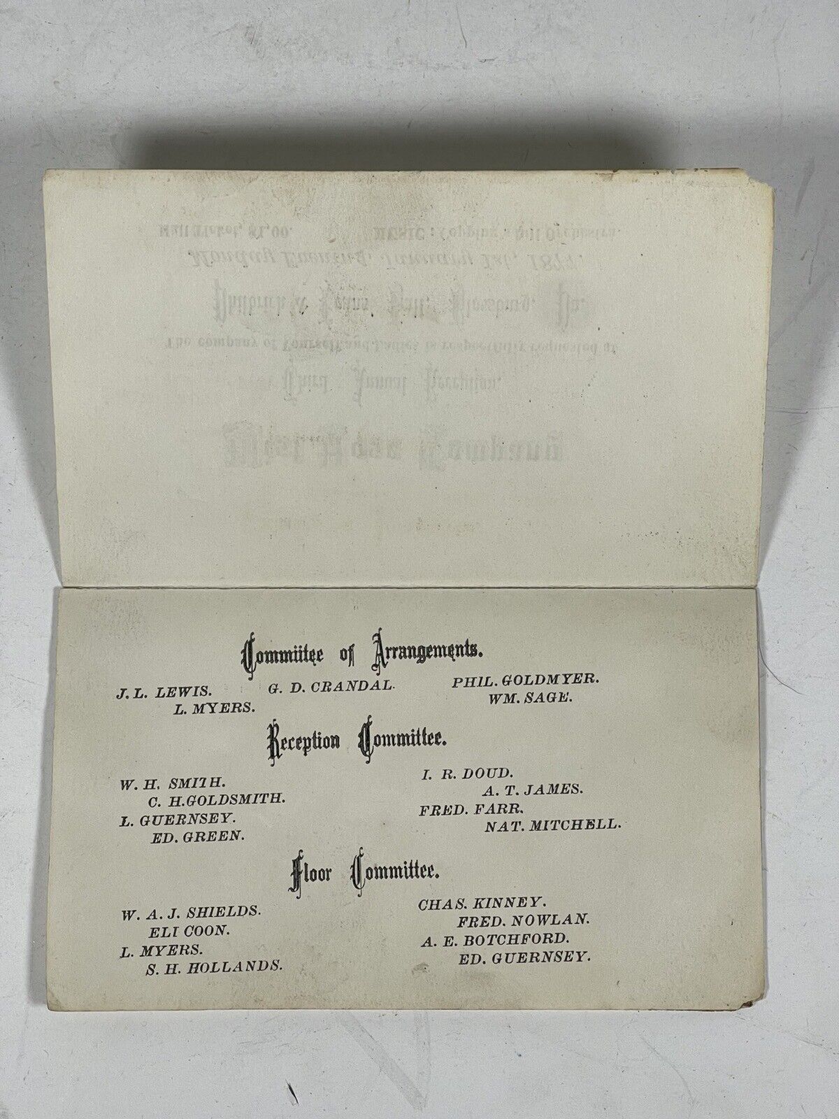 Antique Firefighter 1800s Ephemera Mist Hose Company 1877 Reception Invitation