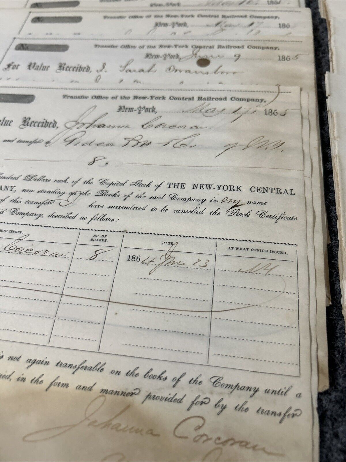 50 1800s 1865 Railroads Ephemera Documents Collector lot New York Central Shares