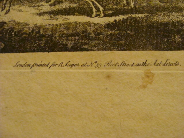 Original Engraving:1700's or 1800's - MEN RIDING DONKEYS torn as shown