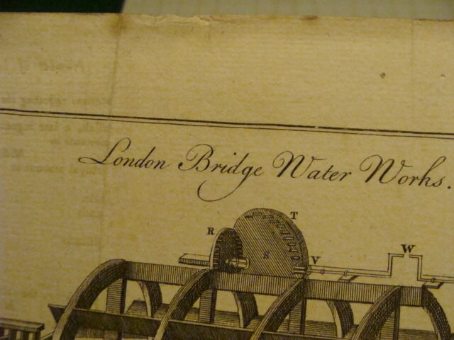 Original Engraving:1700's or 1800's - LONDON BRIDGE WATER WORKS 