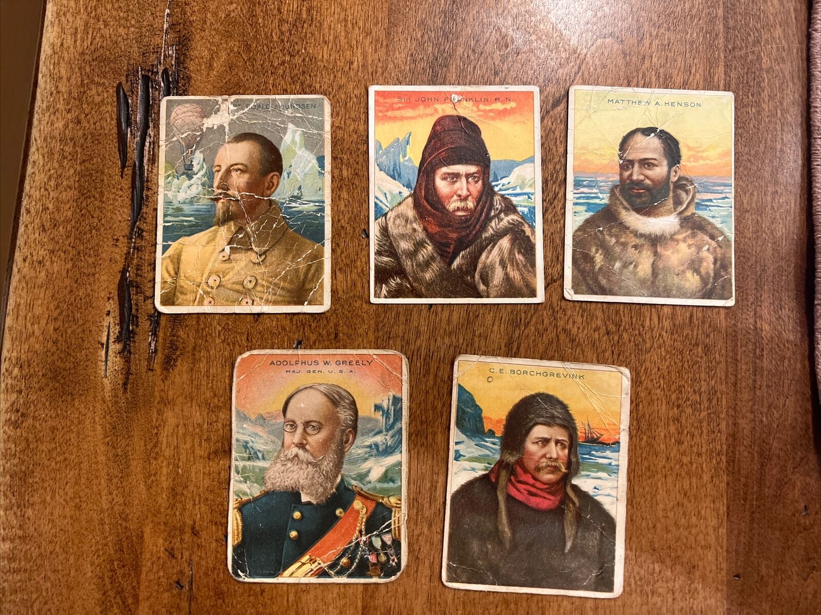Lot of 5 Hassan "The World's Greatest Explorers" Cards - early 1900s F/P