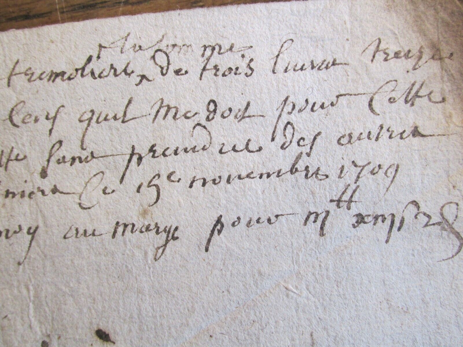 Antique Vintage Ephemera Early 1700s Handwritten Document in French e