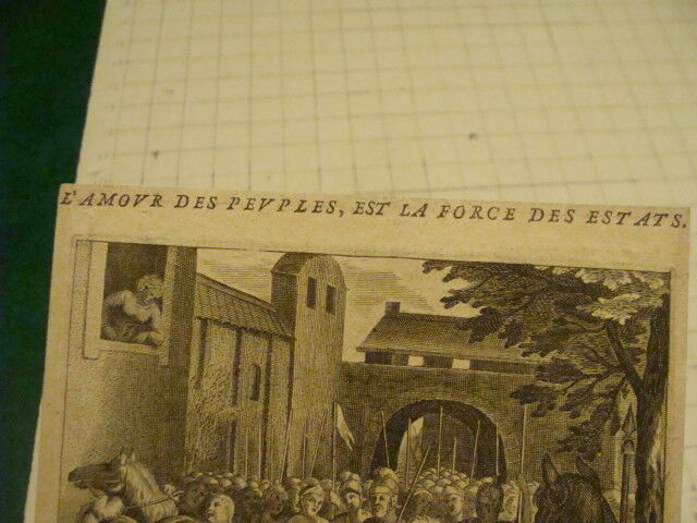 Original Engraving: 1700's or 1800's - men pulling tales of horses, w watermark
