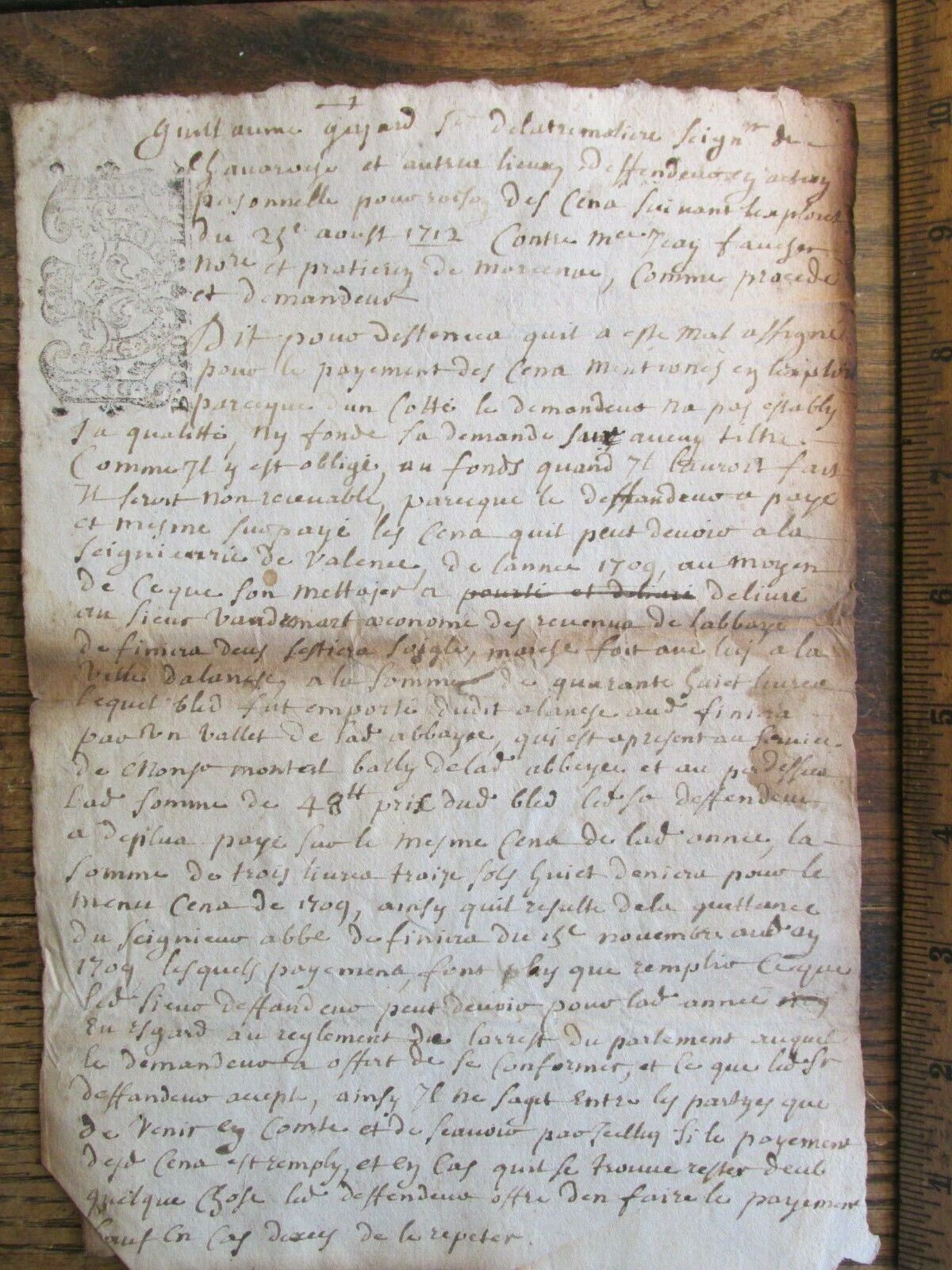 Antique Vintage Ephemera Early 1700s Handwritten Document in French i