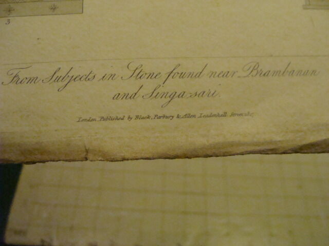Original Engraving:1700's or 1800's - stone near BRAMBANAN & SINGA SARI 