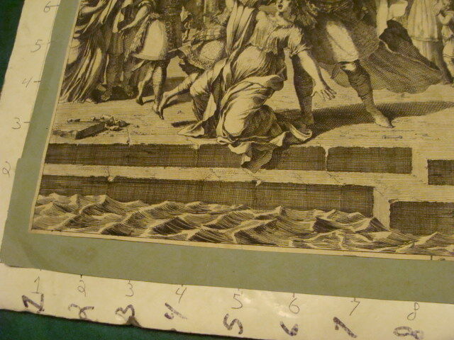 Original Engraving:1700's or 1800's - mounted - KING BEHEADING LADY, trying to 