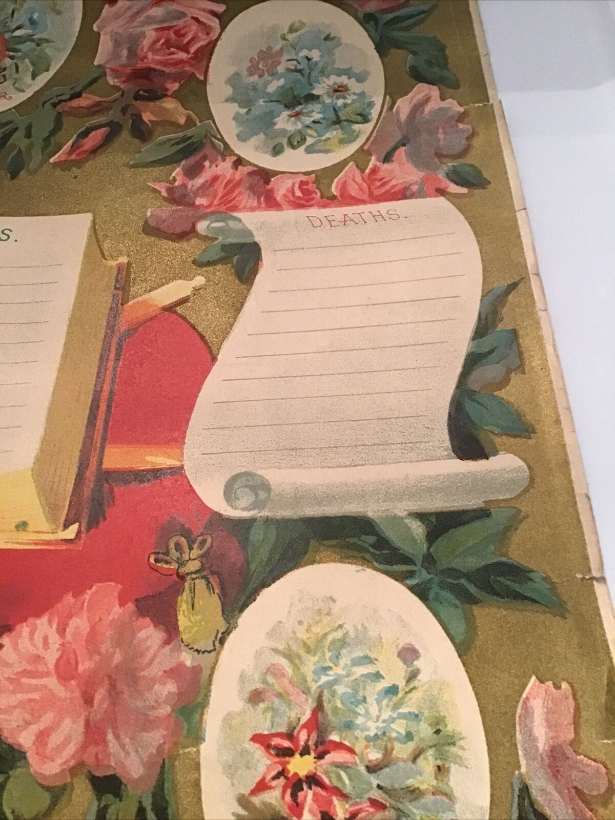 Late 1800’s God Bless Our Family Victorian Chromolithograph Blank Bright Colors