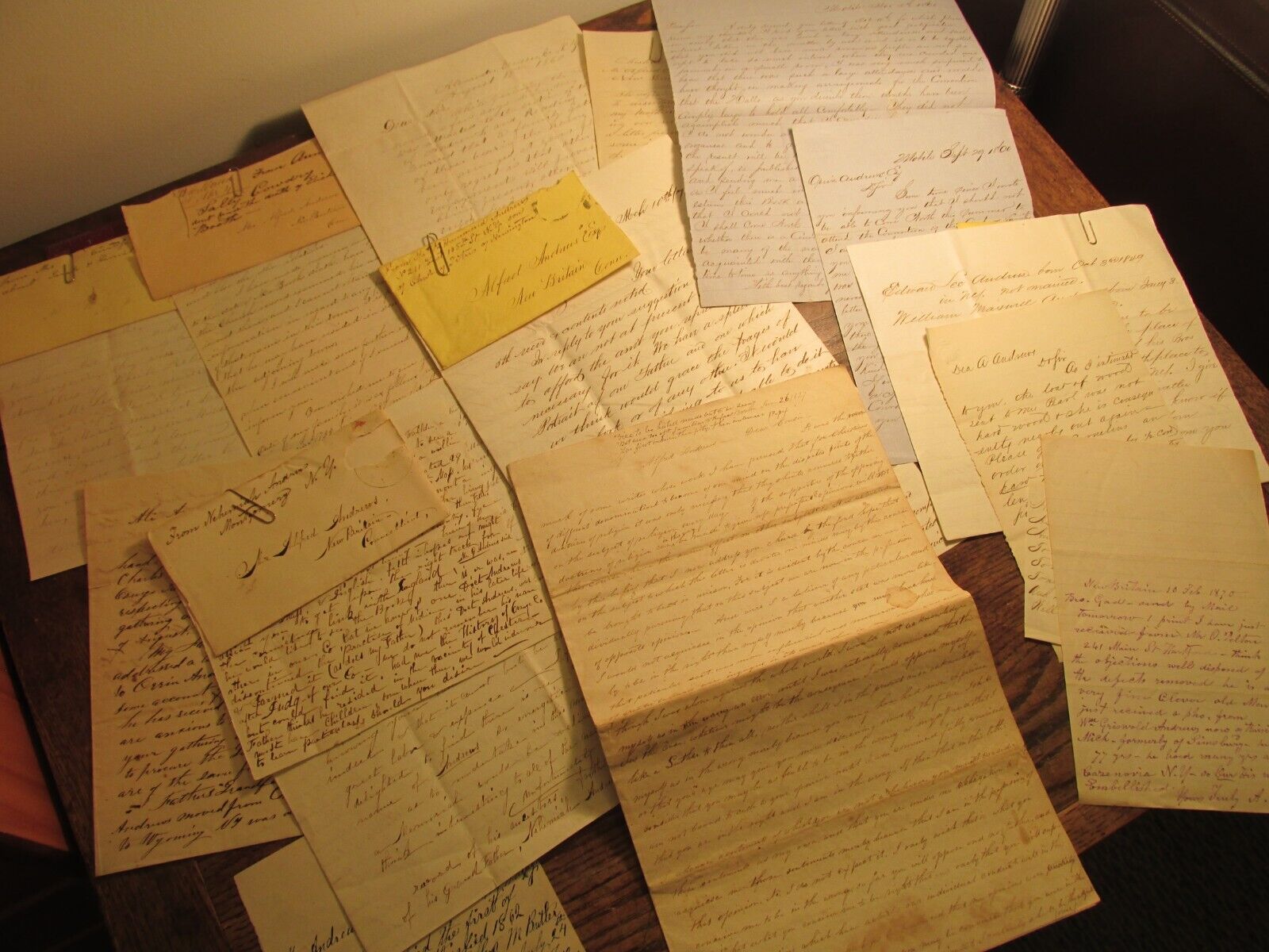 RARE 1800s Genealogy Archive Letters Ephemera Book Lot Andrews Family CT 1640