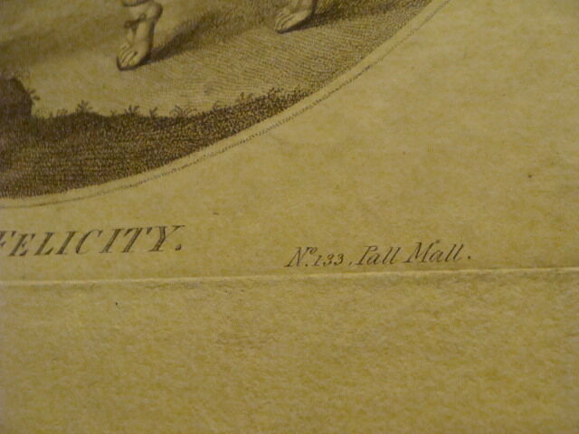 Original Engraving:1700's or 1800's - RURAL FELICITY i. read, pal mall TORN