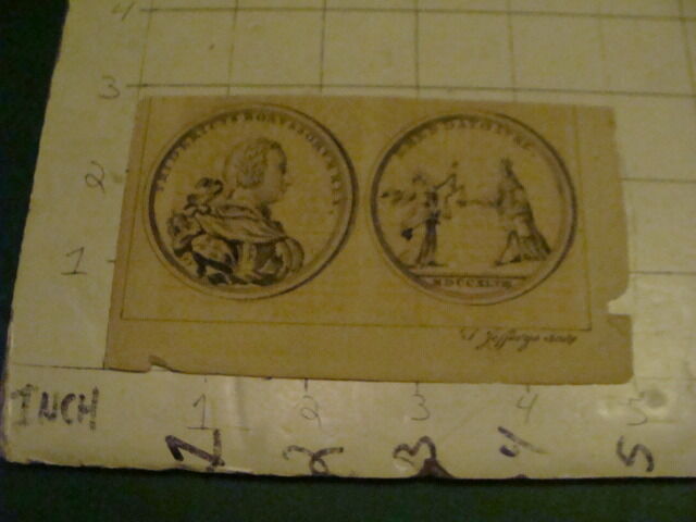 Original Engraving: 1700's or 1800's - COIN of FRIDERICVS BORVSSORVM REX