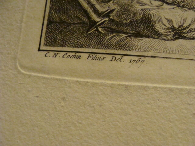 Original Engraving:1700's or 1800's - someone dying, w Louvre embossing --1767--